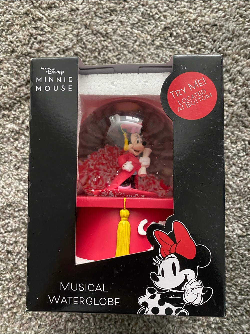 New Minnie Mouse Red Musical Waterglobe graduation globe